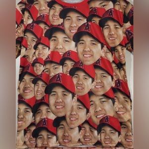 Angels Shohei Ohtani Face All Over Print Shirt Mens XL